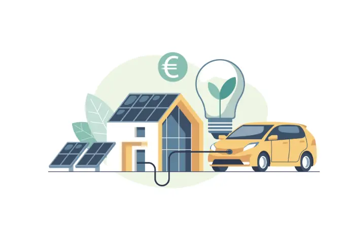 Une voiture charge sur une maison solaire