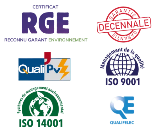 Un savoir-faire d'experts pour l'installation Les cerifications : RGE DECENNALE QualiPV ISO9091 ISO 14001 Qualifelec