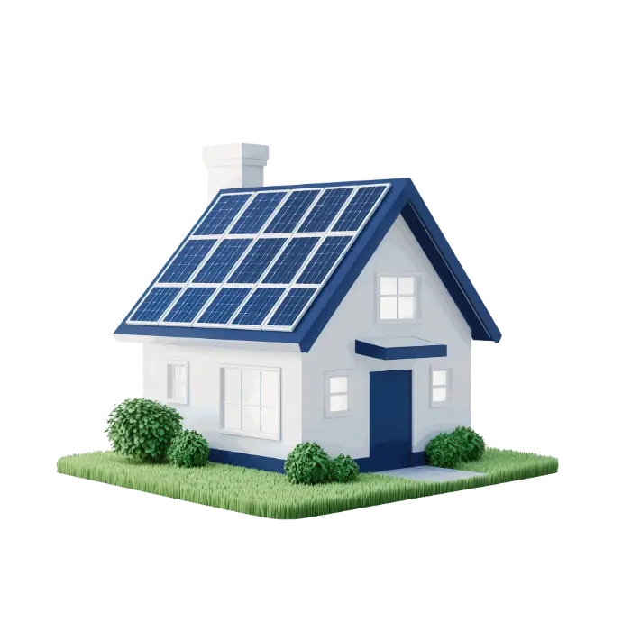 Une maison solaire Une maison solaire avec des batteries electiques a l'interieur