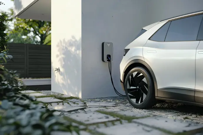 Une bornes de recharge et des panneaux solaires Une borne de recharge pour vehicule éléctrique
